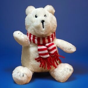 Gigglescape White Polar Bear Plush Striped Scarf 7” Stuffed Animal Target 2024